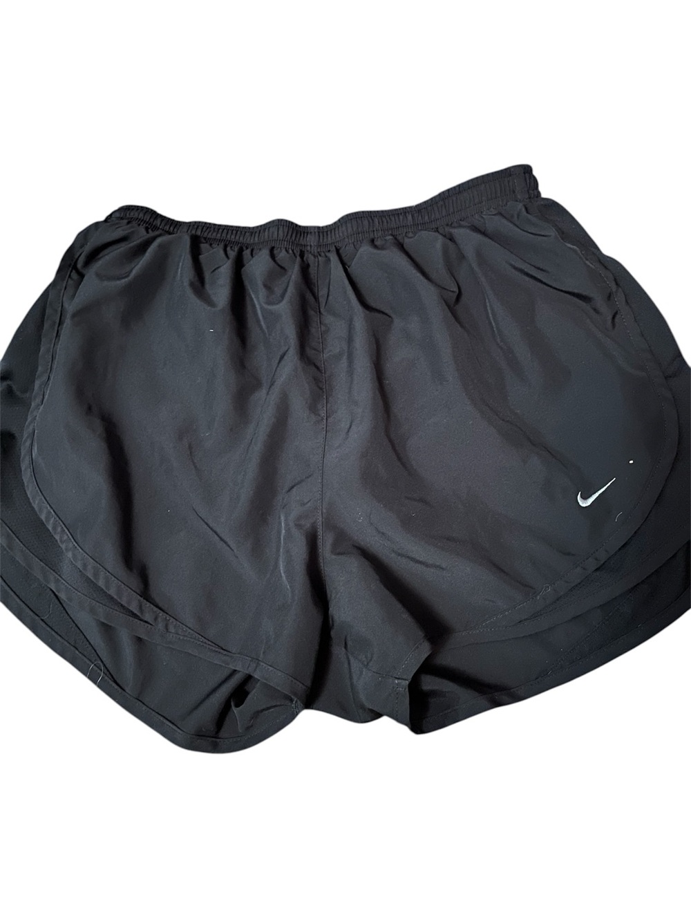 Nike Black Athletic Running Shorts with White Swoosh